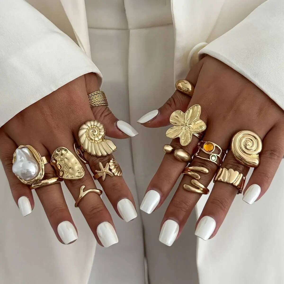 IngeSight.Z 14 Pcs/Set Hip Hop - Vintage Punk Knuckle Rings Set recension och pris