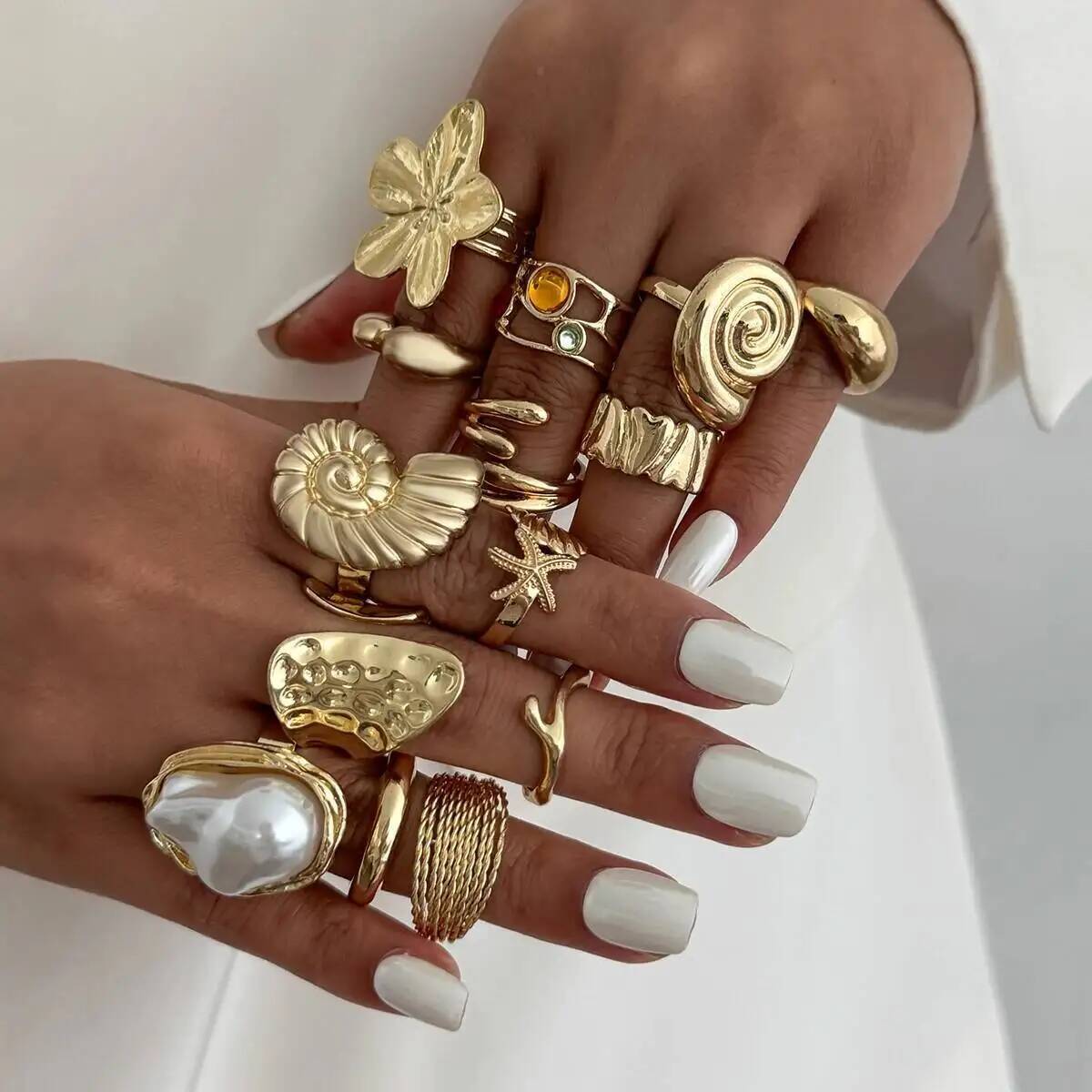 IngeSight.Z 14 Pcs/Set Hip Hop - Vintage Punk Knuckle Rings Set recension och pris