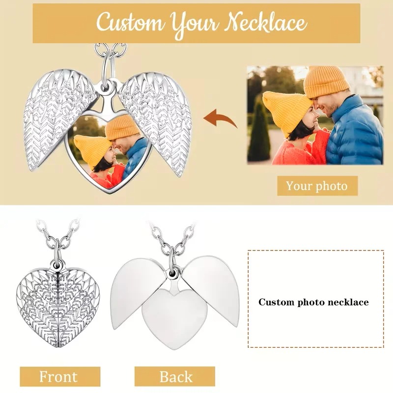 Custom Photo Heart Locket Neck - Heart Locket Necklace Photo recension och pris
