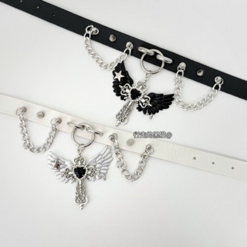 Gothic Subculture Angel Wing C - Layered Pendant Necklace Aesthetic recension och pris