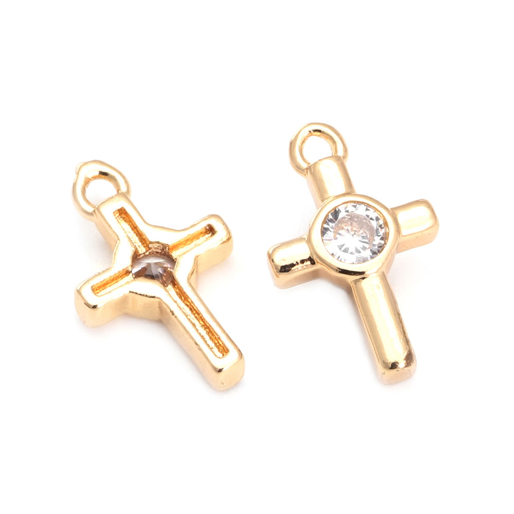 18K Gold Color Brass Zircon Cr - Cross Pendant Necklace Gold recension och pris