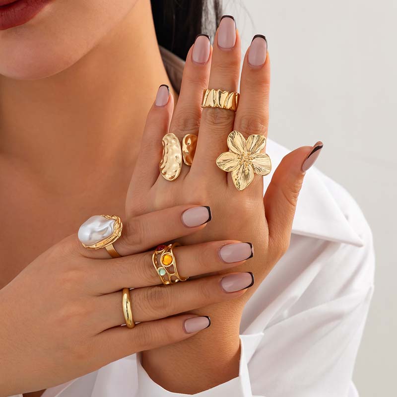 6pcs/Set Vintage Metal Flower  - Vintage Punk Knuckle Rings Set recension och pris
