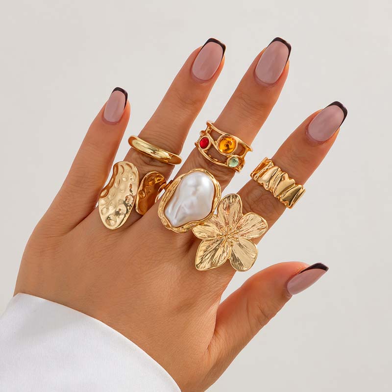 6pcs/Set Vintage Metal Flower  - Vintage Punk Knuckle Rings Set recension och pris