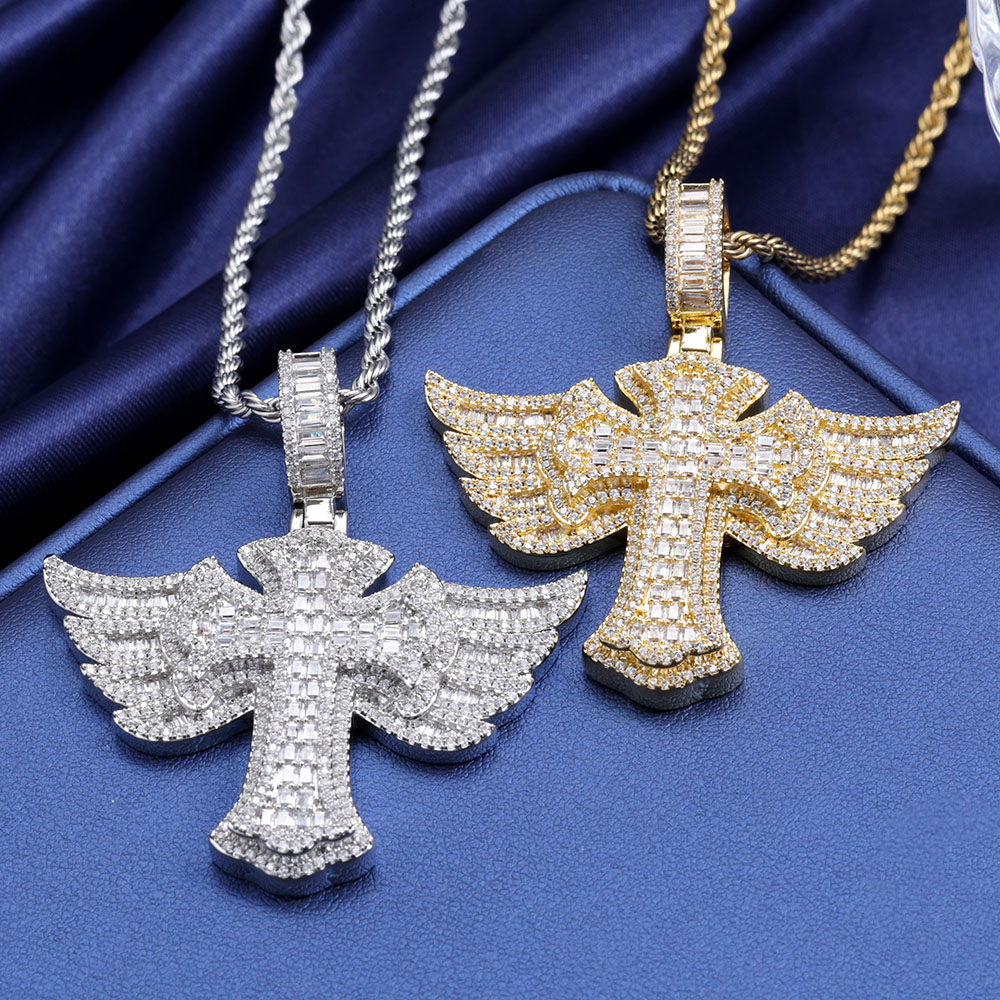 Hip Hop Full Diamond 18k gold  - Cross Pendant Necklace Gold recension och pris