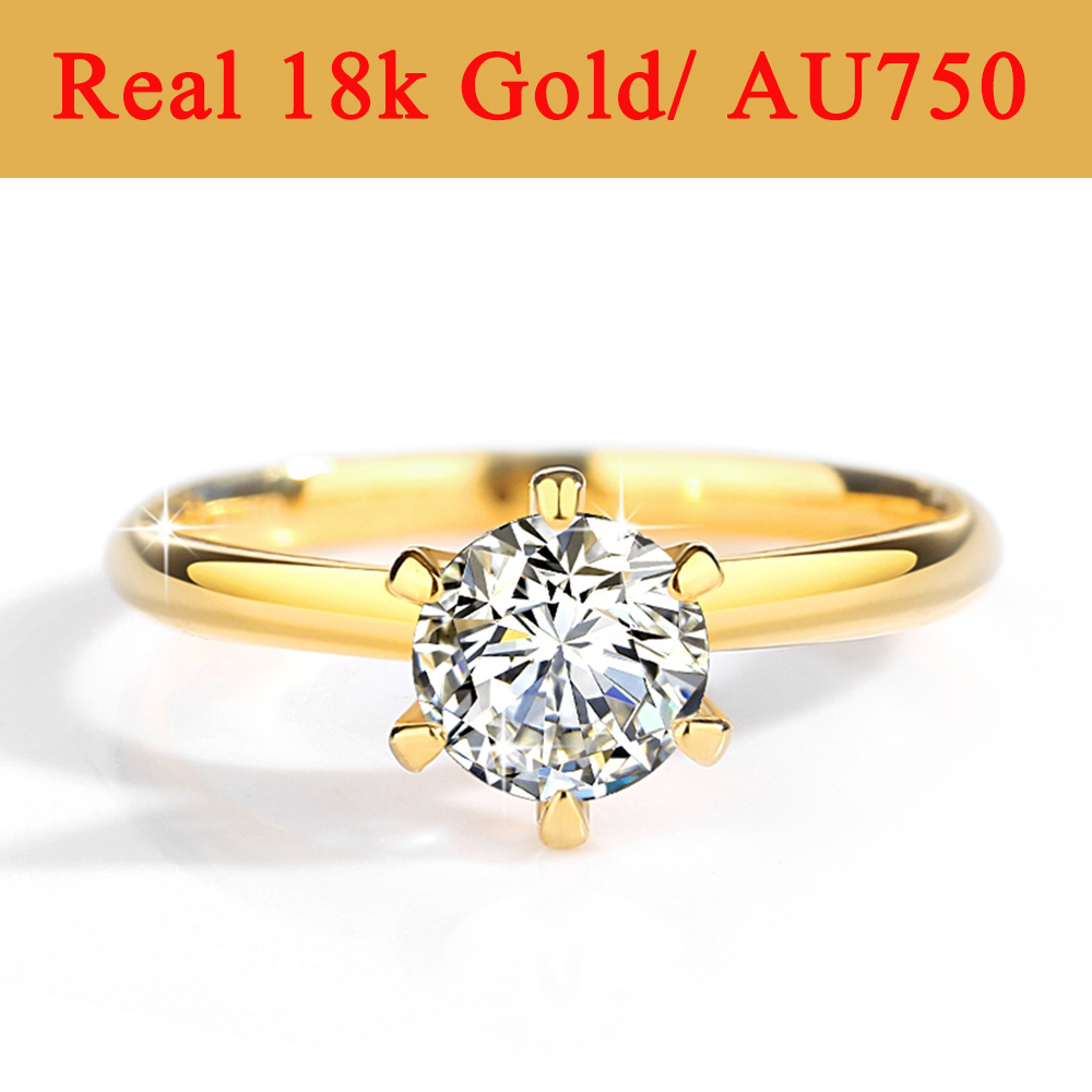 Real Gold 18K Moissanite Rings - Moissanite Engagement Ring 1 Carat recension och pris