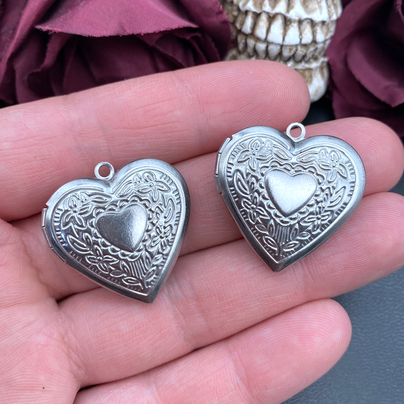 2pcs Stainless Steel Heart Box - Heart Locket Necklace Photo recension och pris